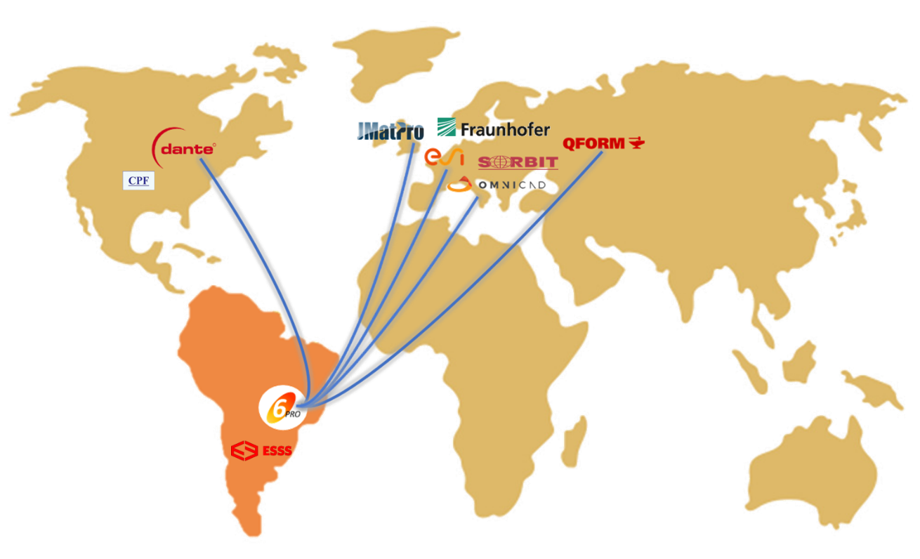 mapas com as parceiras da Sixpro pelo mundo